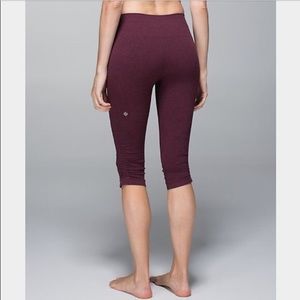 Lululemon In The Flow Burgundy Crop Leggings